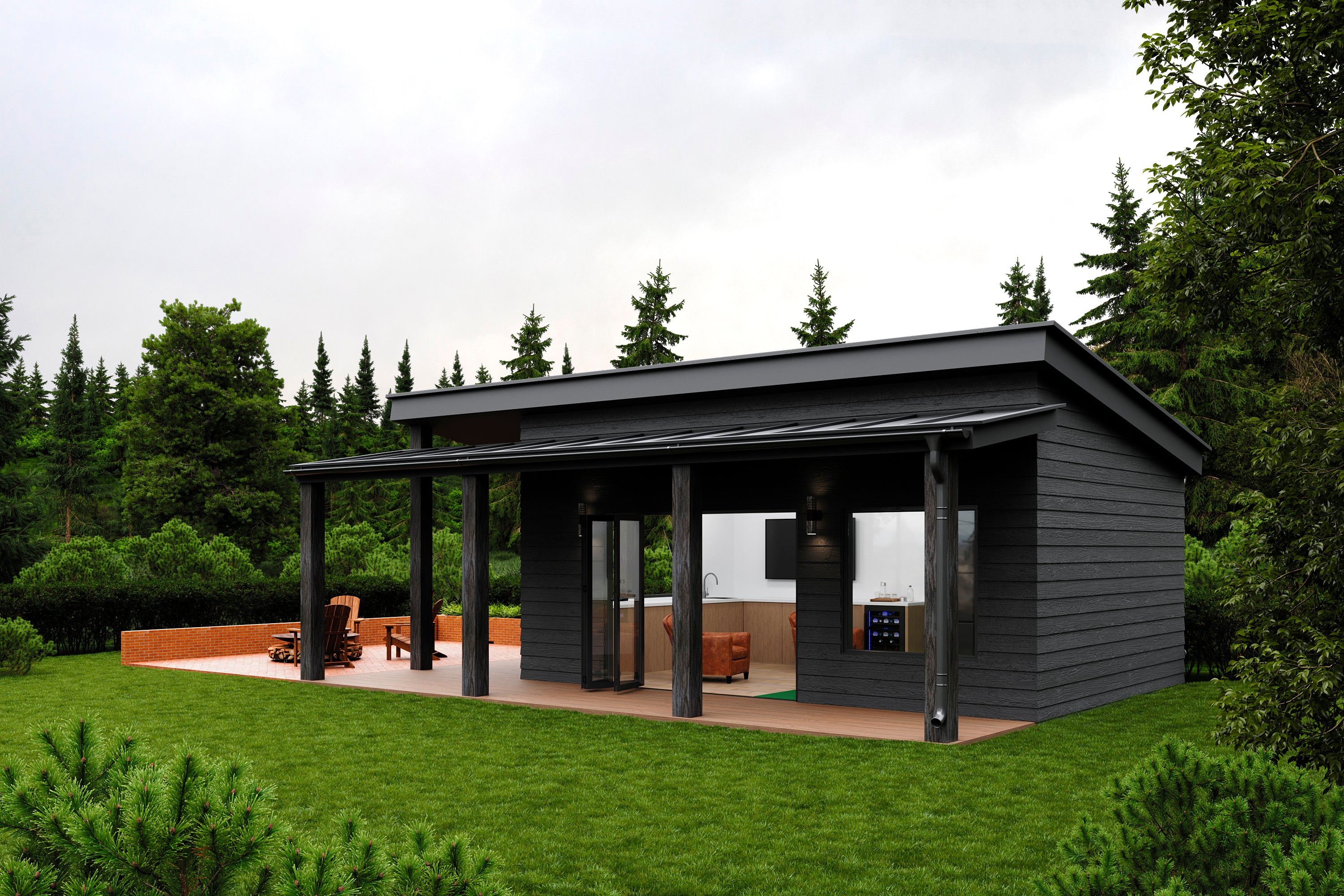 Lean-To 15x25 Golf Sim Studio